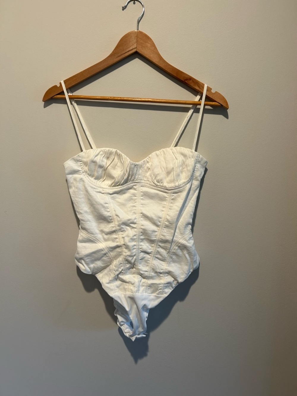 Zara Cream Bustier Bodysuit with Thin Straps